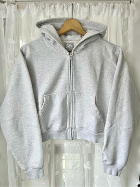 TNA Aritzia Cozy Heather Light Gray Zip Hoodie